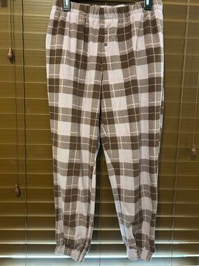 No Boundaries Brown and Cream Plaid Jogger Sweatpants
